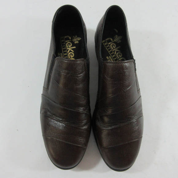 Rieker Dana Anti Stress Brown Leather Loafer Shoes - Picture 5 of 8